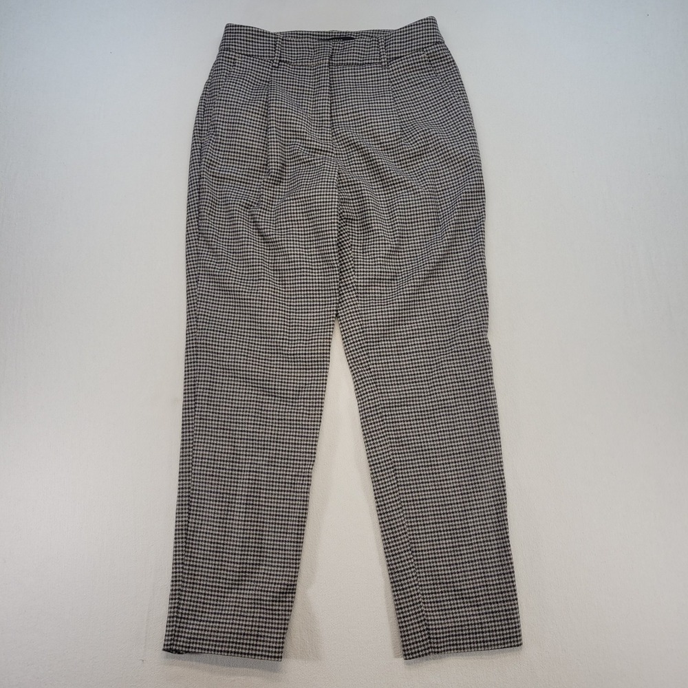 Weekend Max Mara Trousers Womens 6 Blue Houndstooth Virgin Wool Tapered Pants